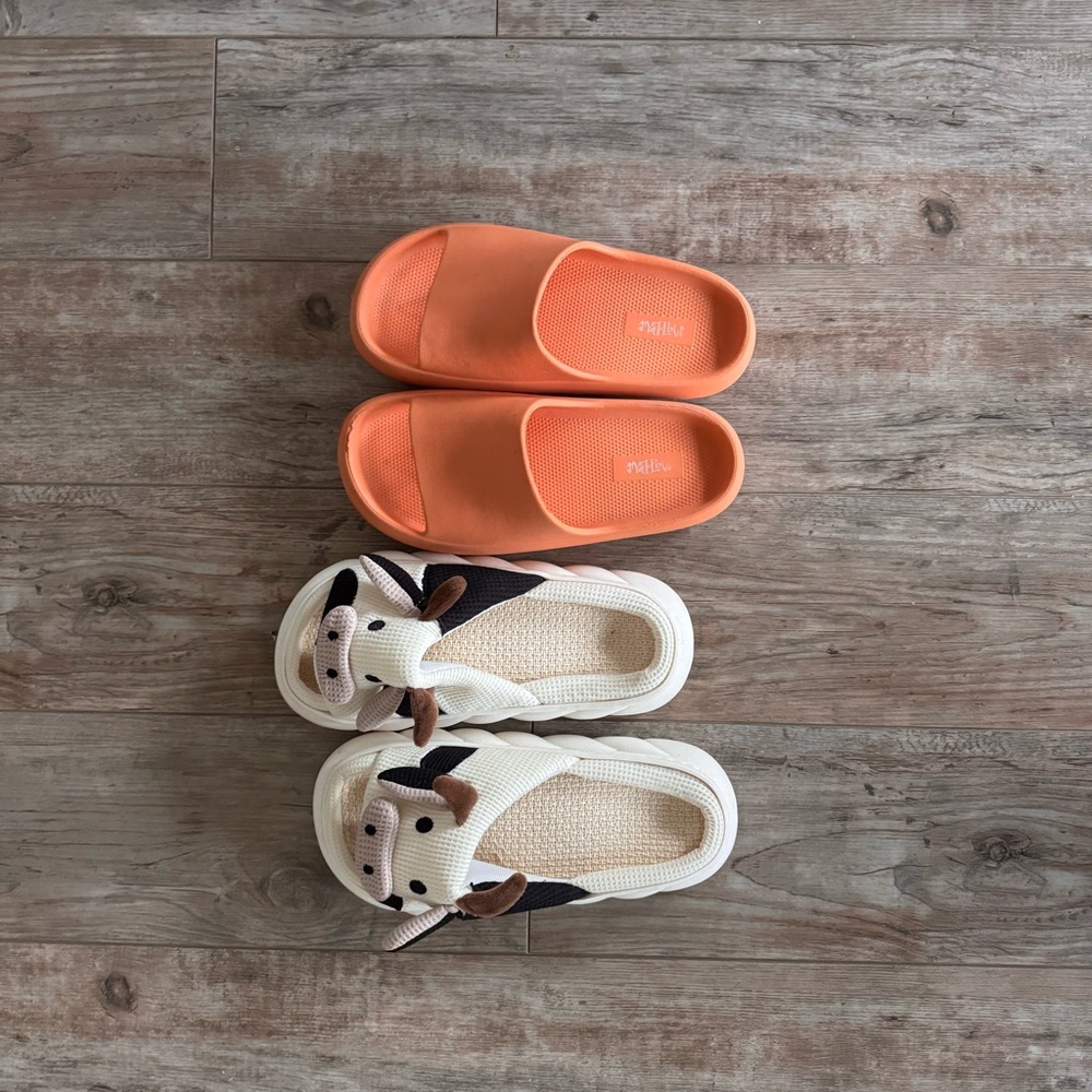Native Orange and Cream Kids Slippers Set